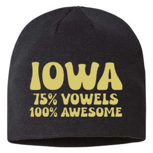 Iowa 75 Vowels 100 Awesome Iowans Women Funny State Sustainable Beanie