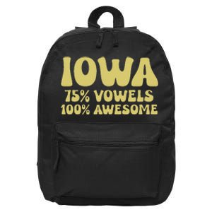 Iowa 75 Vowels 100 Awesome Iowans Women Funny State 16 in Basic Backpack