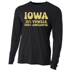 Iowa 75 Vowels 100 Awesome Iowans Women Funny State Cooling Performance Long Sleeve Crew