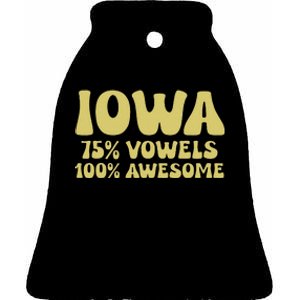 Iowa 75 Vowels 100 Awesome Iowans Women Funny State Ceramic Bell Ornament