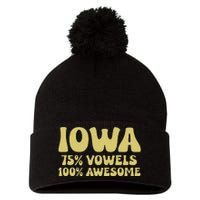 Iowa 75 Vowels 100 Awesome Iowans Women Funny State Pom Pom 12in Knit Beanie