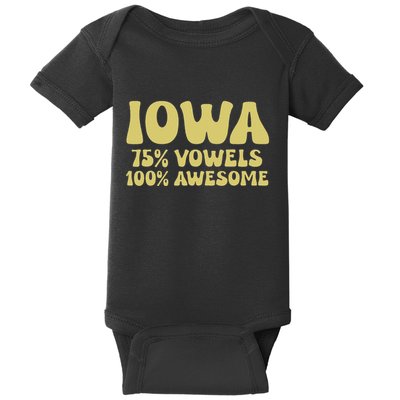 Iowa 75 Vowels 100 Awesome Iowans Women Funny State Baby Bodysuit