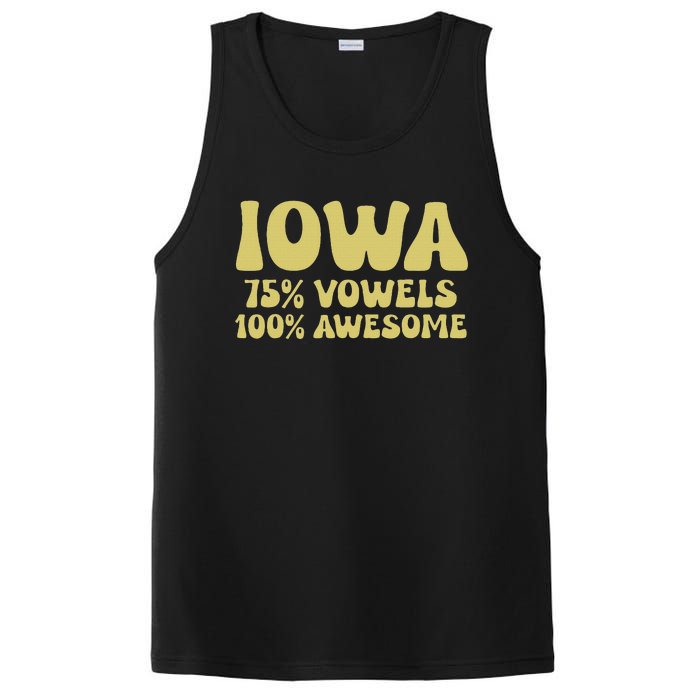 Iowa 75 Vowels 100 Awesome Iowans Women Funny State PosiCharge Competitor Tank