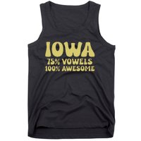 Iowa 75 Vowels 100 Awesome Iowans Women Funny State Tank Top