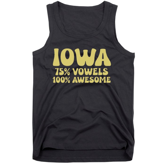 Iowa 75 Vowels 100 Awesome Iowans Women Funny State Tank Top