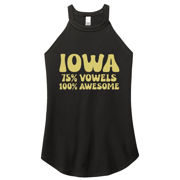 Iowa 75 Vowels 100 Awesome Iowans Women Funny State Women's Perfect Tri Rocker Tank