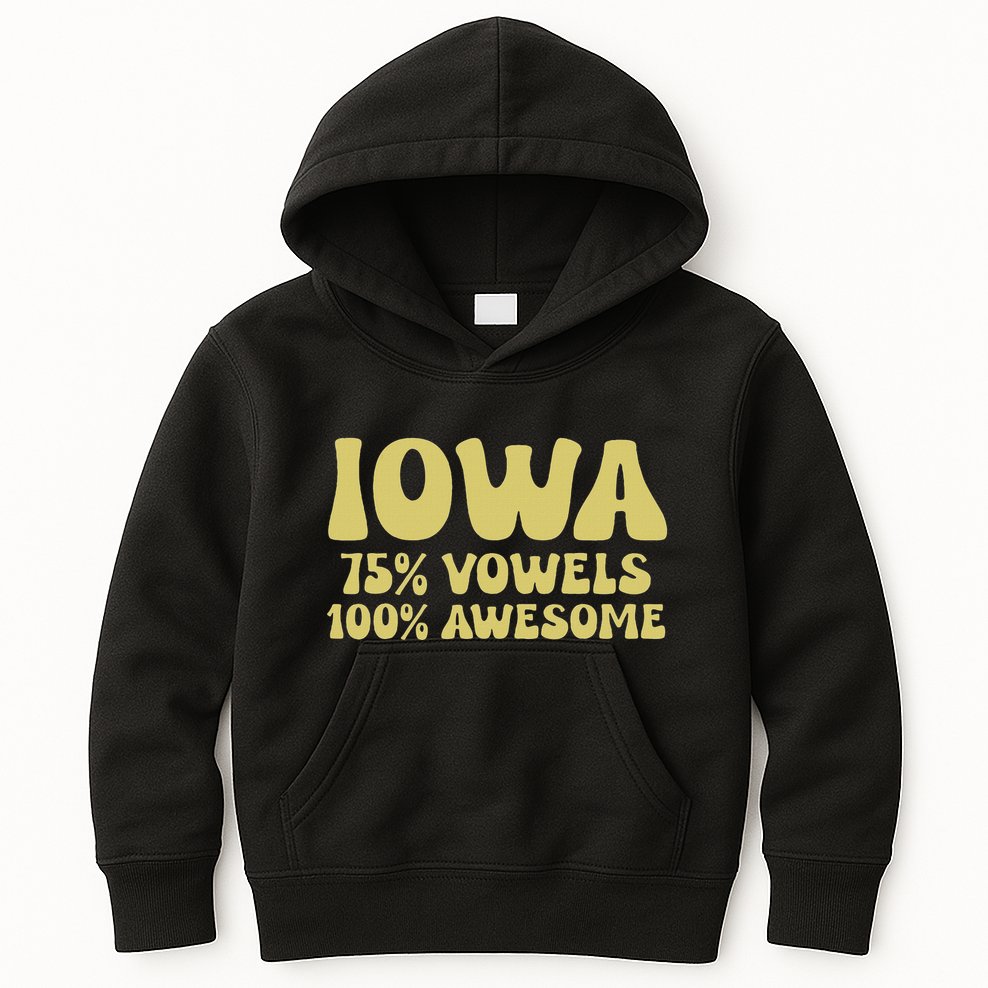 Iowa 75 Vowels 100 Awesome Iowans Women Funny State Kids Hoodie