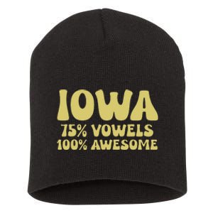 Iowa 75 Vowels 100 Awesome Iowans Women Funny State Short Acrylic Beanie