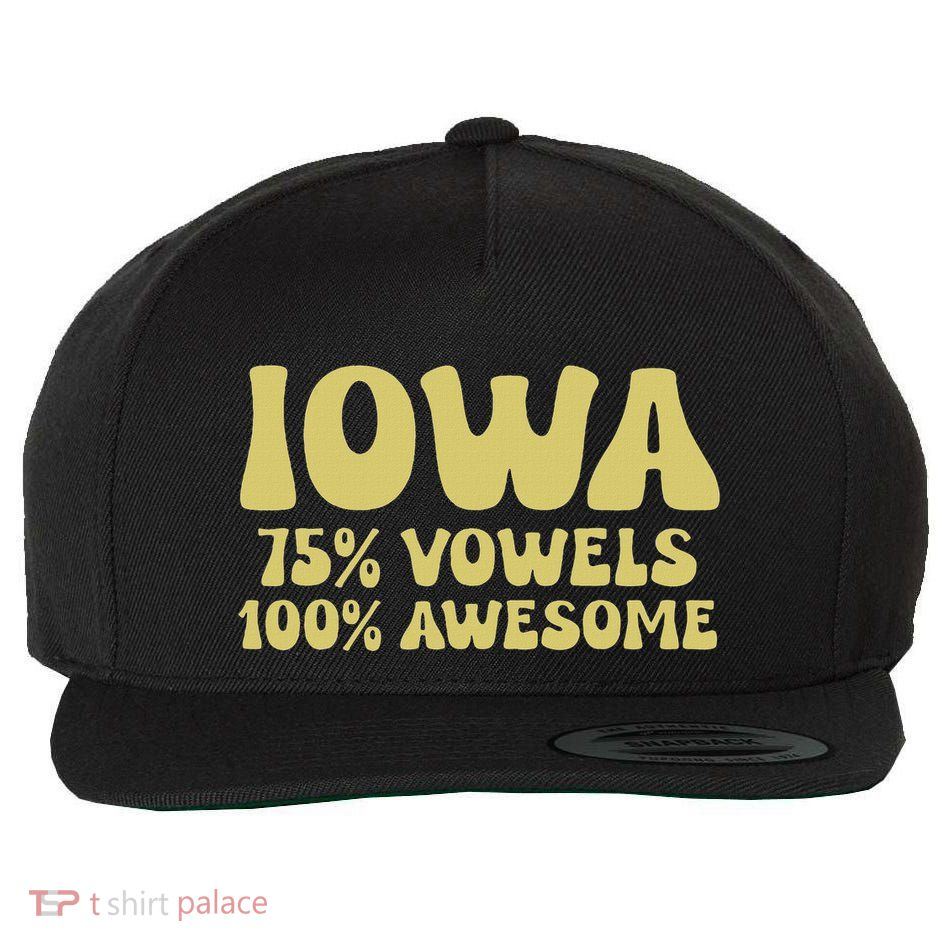 Iowa 75 Vowels 100 Awesome Iowans Women Funny State Wool Snapback Cap