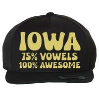 Iowa 75 Vowels 100 Awesome Iowans Women Funny State Wool Snapback Cap