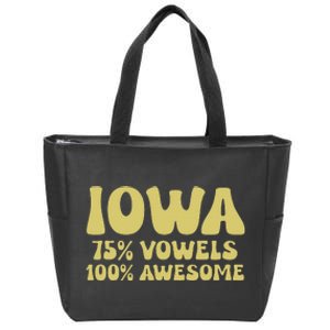 Iowa 75 Vowels 100 Awesome Iowans Women Funny State Zip Tote Bag