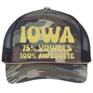 Iowa 75 Vowels 100 Awesome Iowans Women Funny State Retro Rope Trucker Hat Cap