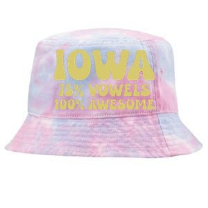 Iowa 75 Vowels 100 Awesome Iowans Women Funny State Tie-Dyed Bucket Hat