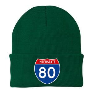 I 80 Interstate Highway Shield Sign = Funny Knit Cap Winter Beanie