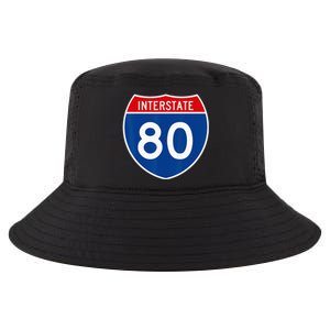 I 80 Interstate Highway Shield Sign = Funny Cool Comfort Performance Bucket Hat