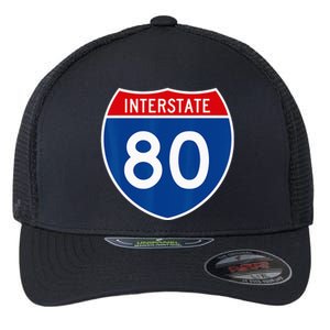 I 80 Interstate Highway Shield Sign = Funny Flexfit Unipanel Trucker Cap