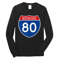 I 80 Interstate Highway Shield Sign = Funny Long Sleeve Shirt