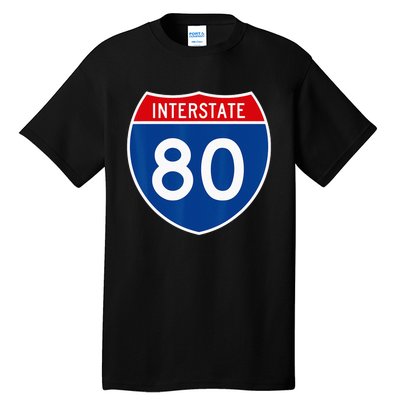 I 80 Interstate Highway Shield Sign = Funny Tall T-Shirt