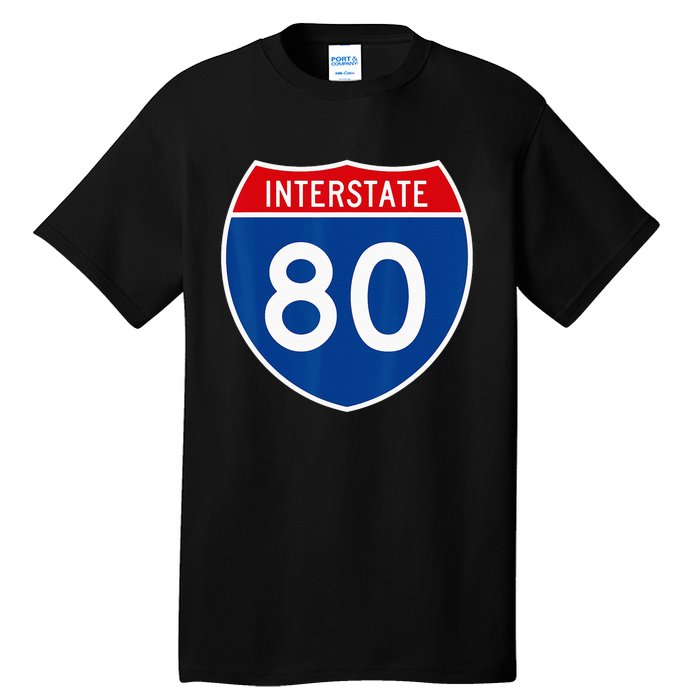 I 80 Interstate Highway Shield Sign = Funny Tall T-Shirt