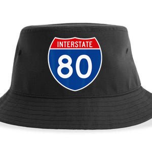 I 80 Interstate Highway Shield Sign = Funny Sustainable Bucket Hat