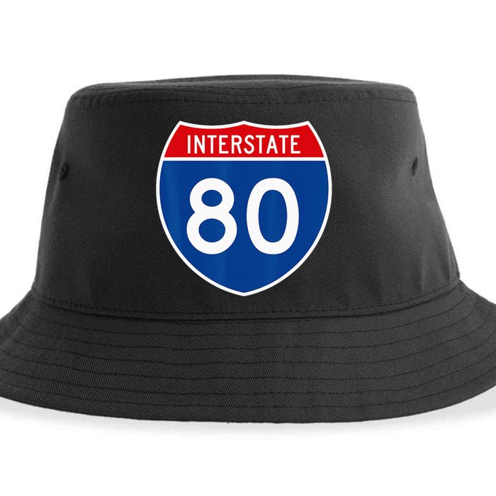 I 80 Interstate Highway Shield Sign = Funny Sustainable Bucket Hat