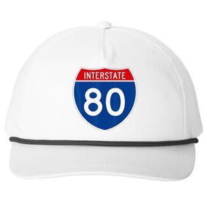 I 80 Interstate Highway Shield Sign = Funny Snapback Five-Panel Rope Hat