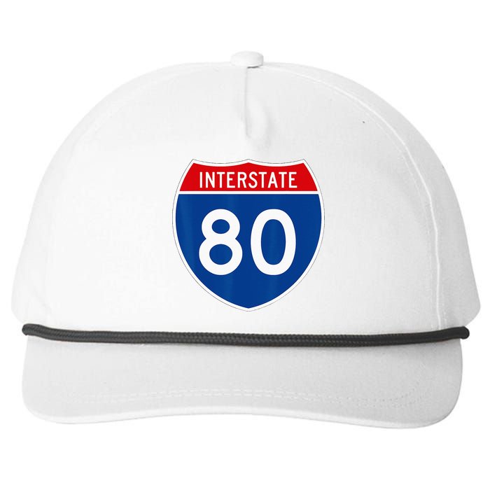 I 80 Interstate Highway Shield Sign = Funny Snapback Five-Panel Rope Hat