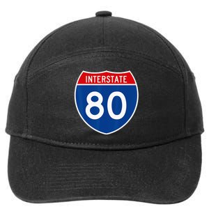 I 80 Interstate Highway Shield Sign = Funny 7-Panel Snapback Hat