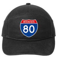 I 80 Interstate Highway Shield Sign = Funny 7-Panel Snapback Hat