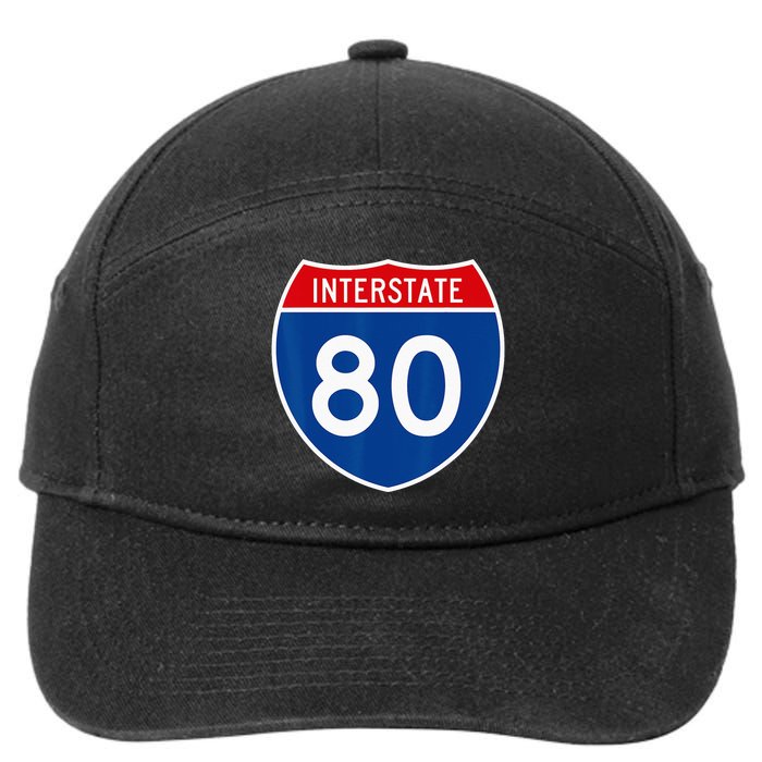 I 80 Interstate Highway Shield Sign = Funny 7-Panel Snapback Hat