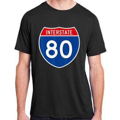 I 80 Interstate Highway Shield Sign = Funny Adult ChromaSoft Performance T-Shirt