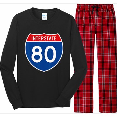 I 80 Interstate Highway Shield Sign = Funny Long Sleeve Pajama Set