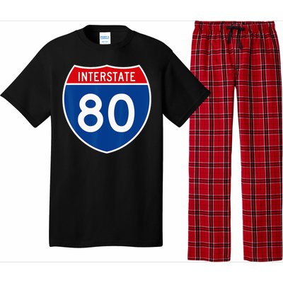 I 80 Interstate Highway Shield Sign = Funny Pajama Set