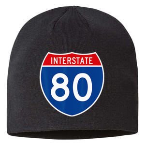 I 80 Interstate Highway Shield Sign = Funny Sustainable Beanie