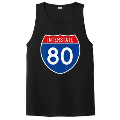 I 80 Interstate Highway Shield Sign = Funny PosiCharge Competitor Tank