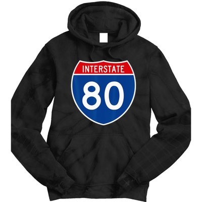 I 80 Interstate Highway Shield Sign = Funny Tie Dye Hoodie