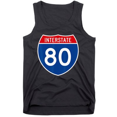 I 80 Interstate Highway Shield Sign = Funny Tank Top