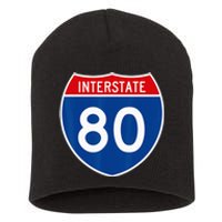 I 80 Interstate Highway Shield Sign = Funny Short Acrylic Beanie