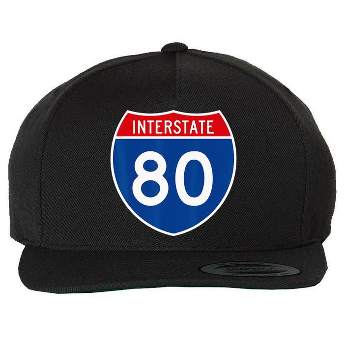 I 80 Interstate Highway Shield Sign = Funny Wool Snapback Cap