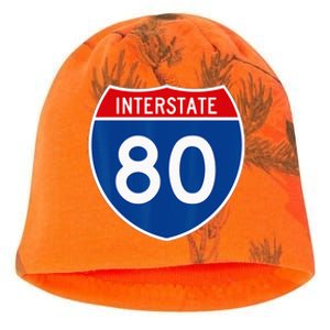 I 80 Interstate Highway Shield Sign = Funny Kati - Camo Knit Beanie