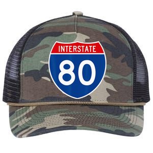 I 80 Interstate Highway Shield Sign = Funny Retro Rope Trucker Hat Cap