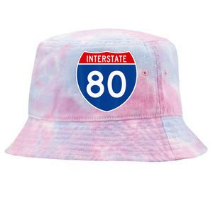 I 80 Interstate Highway Shield Sign = Funny Tie-Dyed Bucket Hat