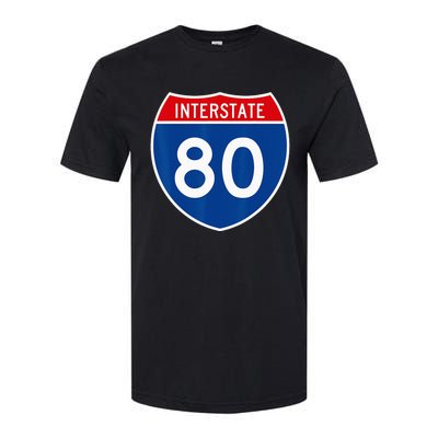 I 80 Interstate Highway Shield Sign = Funny Softstyle CVC T-Shirt