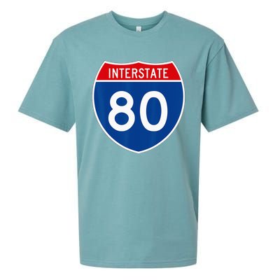 I 80 Interstate Highway Shield Sign = Funny Sueded Cloud Jersey T-Shirt