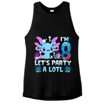 I'm 8 Let's Party A Lotl 8th Birthday Cute Axolotl Lovers Ladies PosiCharge Tri-Blend Wicking Tank