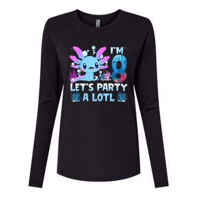 I'm 8 Let's Party A Lotl 8th Birthday Cute Axolotl Lovers Womens Cotton Relaxed Long Sleeve T-Shirt