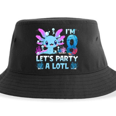 I'm 8 Let's Party A Lotl 8th Birthday Cute Axolotl Lovers Sustainable Bucket Hat