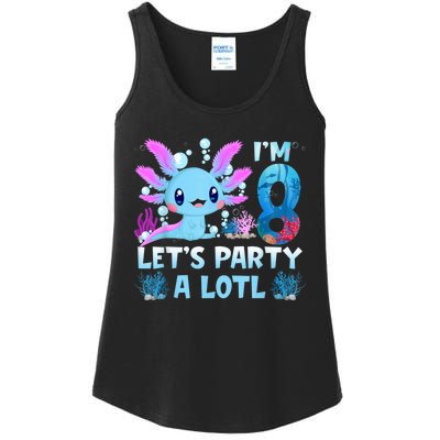 I'm 8 Let's Party A Lotl 8th Birthday Cute Axolotl Lovers Ladies Essential Tank