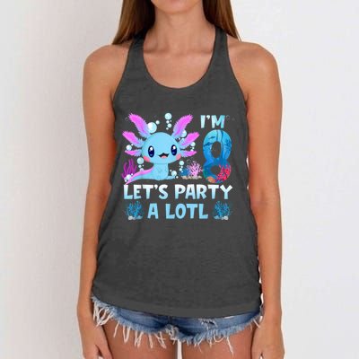 I'm 8 Let's Party A Lotl 8th Birthday Cute Axolotl Lovers Women's Knotted Racerback Tank