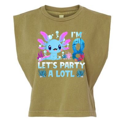 I'm 8 Let's Party A Lotl 8th Birthday Cute Axolotl Lovers Garment-Dyed Women's Muscle Tee